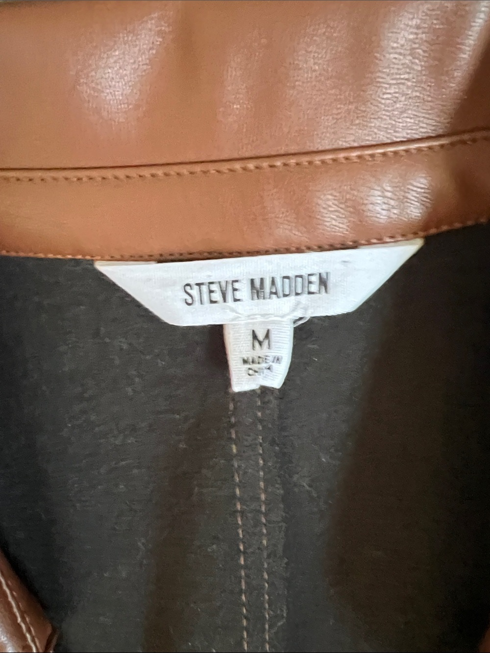Steve Madden Brown Faux Leather Collar Jacket - Picture 2 of 4